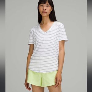 Lululemon T shirt white with black stripes size small